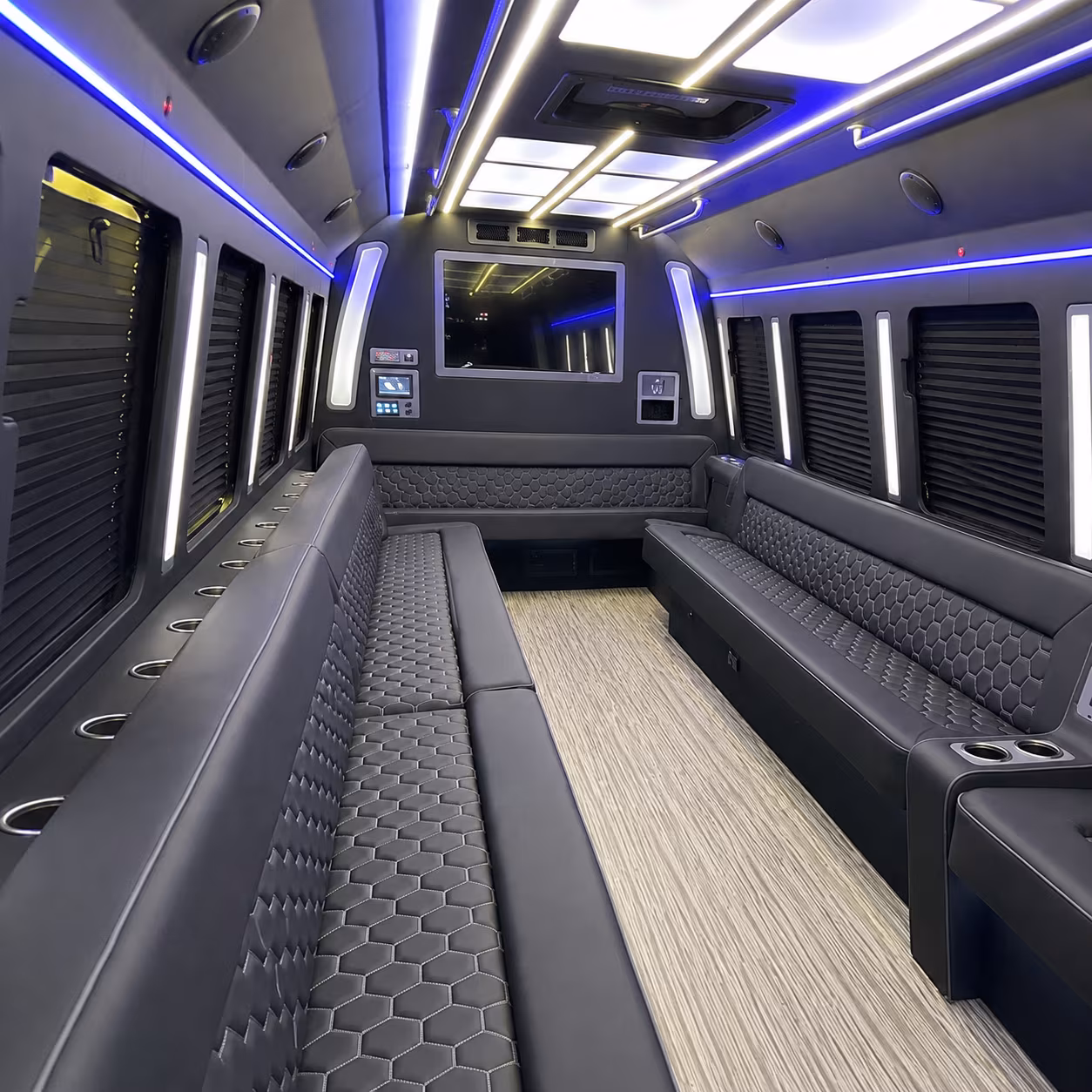 plymouth 40 passenger party bus inside